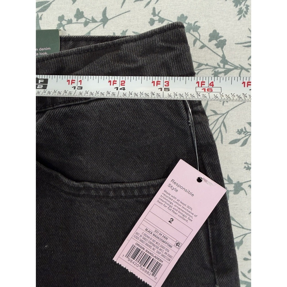 31" Wild Fable Black 90s Relaxed Straight Leg Jeans Size 2 Cotton Distressed - Picture 10 of 12